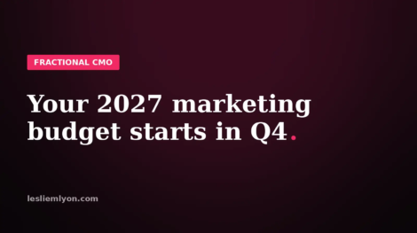 Your 2027 marketing budget starts in Q4, on the Leslie M Lyon blog card