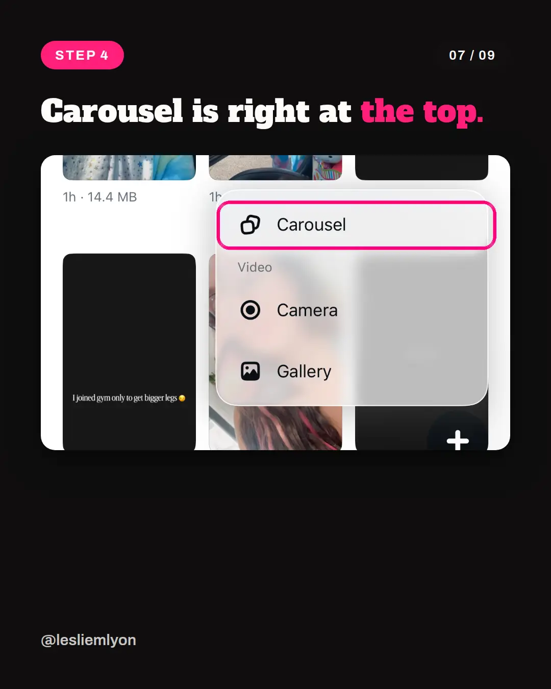 Create menu in Edits showing Carousel at the top of the list